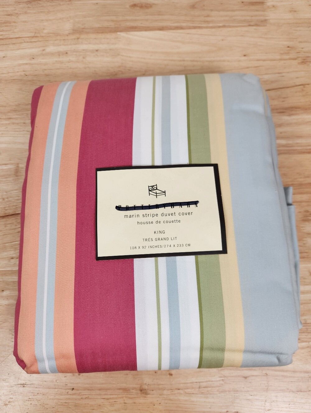 Pottery Barn Marin Striped Duvet Cover Sz King Bright Colorful Beach Modern Flaw